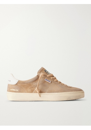 Golden Goose - Super-Star Distressed Leather-Trimmed Suede Sneakers - Men - Brown - EU 39