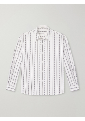 Versace - Striped Cotton-Blend Jacquard Shirt - Men - White - IT 46