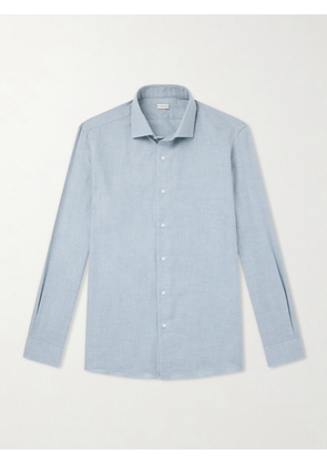 Caruso - Cotton and Cashmere-Blend Shirt - Men - Blue - EU 38
