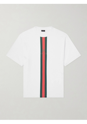 Gucci - Logo-Print Striped Cotton-Jersey T-Shirt - Men - White - S