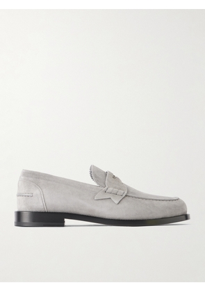 Christian Louboutin - The Plato NeoCL-Detailed Suede Penny Loafers - Men - Gray - EU 40