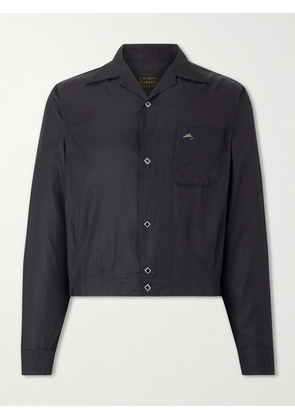 KAPITAL - Drizzler Camp-Collar Embroidered-Detail Satin Jacket - Men - Black - 2
