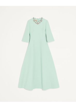 Valentino Crepe Couture Embroidered Midi Dress Woman CELADON/SILVER 36