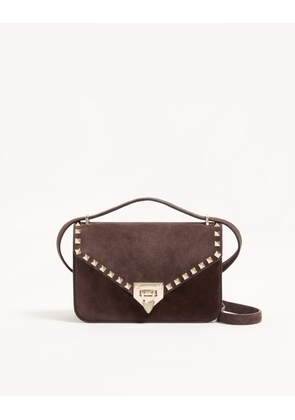 Valentino Garavani Valentino Garavani Rockstud Small Shoulder Bag In Suede Woman EBONY UNI