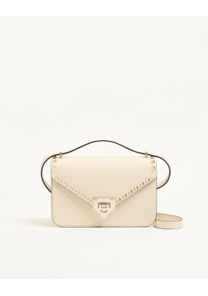 Valentino Garavani Valentino Garavani Rockstud Small Shoulder Bag in Grainy Calfskin Woman IVORY UNI