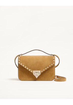 Valentino Garavani Valentino Garavani Rockstud Small Shoulder Bag In Suede Woman HAVANA BEIGE UNI