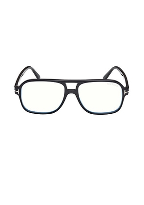 TOM FORD Aviator Optical Eyewear in Shiny Black & Blue Block - Black. Size all.