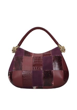 Roberto Cavalli Purple Leather Handbag