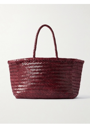 Dragon Diffusion - Bamboo Triple Jump Big Woven Leather Tote - Burgundy - One size