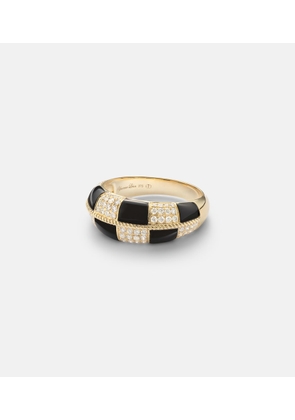 Yvonne Leon Alliance Damier 9kt gold ring with diamonds and onyx