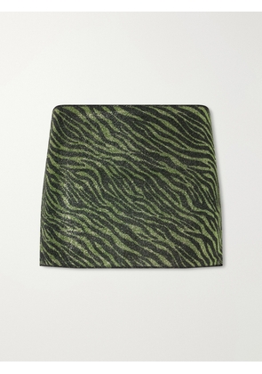 Oséree - Animalier Metallic Stretch-knit Mini Skirt - Green - small,medium,large,x large