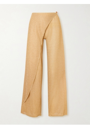 Oséree - Lumiere Embellished Lurex Wide-leg Pareo Pants - Gold - small,medium,large,x large