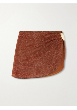 Oséree - Lumière Metallic Embellished Lurex Pareo - Brown - small,medium,large,x large
