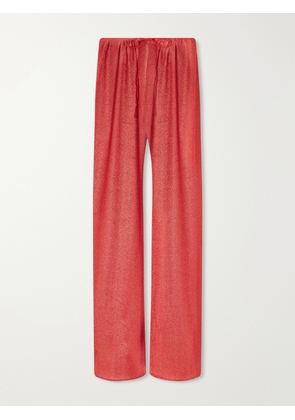 Oséree - Lumière Metallic Lurex Wide-leg Pants - Red - small,medium,large,x large