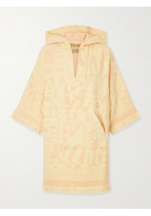Zimmermann - Solstice Hooded Fringed Jacquard-knit Cotton-terry Coverup - Yellow - 00,0,1,2,3,4