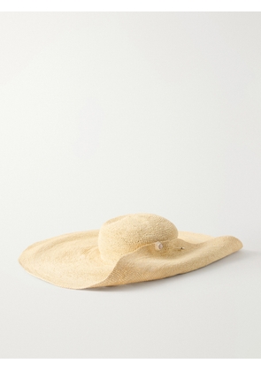 Gigi Burris - Cleo Pin-detail Straw-chrochet Wide-brim Hat - White - One size