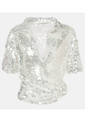 Christopher Esber Sequined semi-sheer polo shirt
