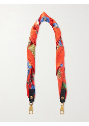 Versace - Medusa-embellished Leather-trimmed Printed Silk-twill Bag Strap - Red - One size