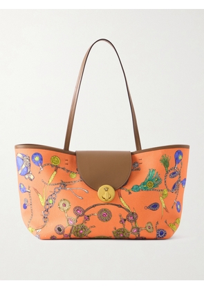 Versace - Vivian Printed Leather-trimmed Canvas Tote - Red - One size