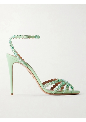 Aquazzura - Tequila 105 Embellished Leather Sandals - Green - IT36,IT36.5,IT37,IT37.5,IT38,IT38.5,IT39,IT39.5,IT40,IT40.5,IT41,IT41.5,IT42
