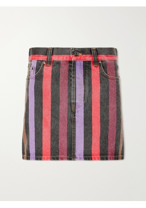 Versace - Striped Denim Mini Skirt - Black - IT36,IT38,IT40,IT42,IT44,IT46,IT48,IT50