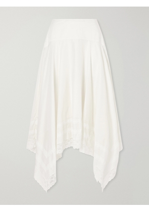 STAUD - Ainsley Asymmetric Lace-trimmed Cotton-voile Maxi Skirt - Neutrals - US0,US2,US4,US6,US8,US10,US12,US14