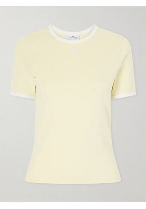 COURREGES - Logo-embroidered Cotton-jersey T-shirt - Yellow - x small,small,medium,large,x large