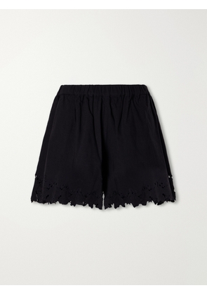 Sea - Eleannora Embroidered Cotton And Linen-blend Shorts - Black - xx small,x small,small,medium,large,x large