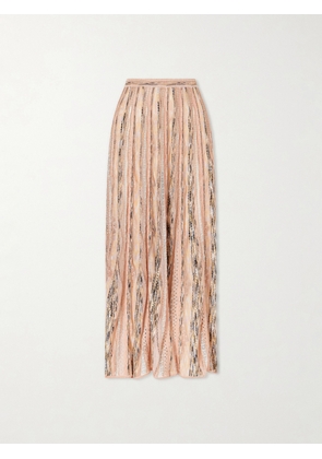 Ulla Johnson - Clio Striped Pointelle-knit Midi Skirt - Pink - x small,small,medium,large,x large