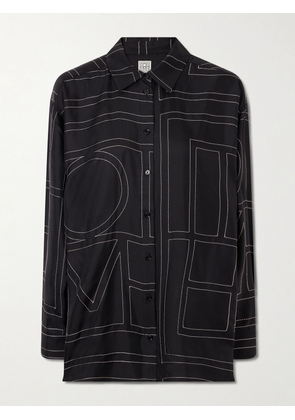 TOTEME - Embroidered Silk-twill Shirt - Black - DK32,DK34,DK36,DK38,DK40,DK42