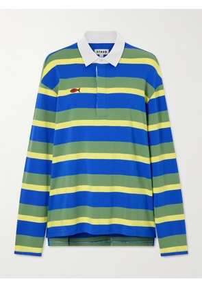 STAUD - +da Adolfo Gavin Striped Logo-embroidered Cotton-blend Shirt - Blue - x small,small,medium,large,x large