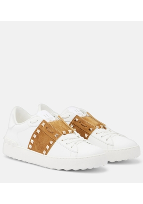 Valentino Garavani Rockstud suede-trimmed leather sneakers