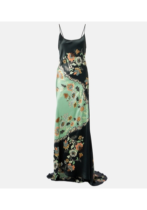 Roberto Cavalli Floral silk satin slip dress