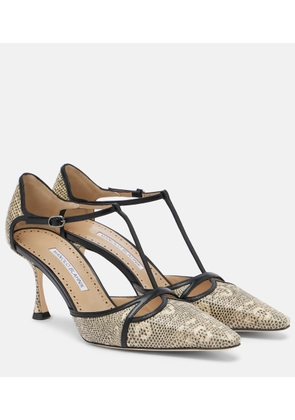 Manolo Blahnik Gish lizard-print leather pumps