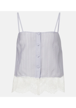 Frame Lace-trimmed striped silk camisole