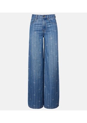 Self-Portrait Striped wide-leg jeans