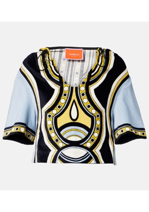La DoubleJ Portal printed hooded cotton terry top