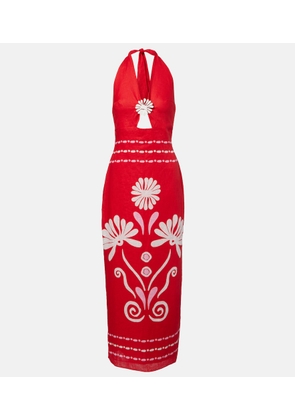 Cala de la Cruz Orly printed halterneck linen midi dress
