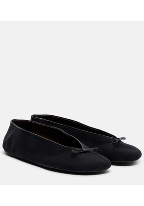 The Row Fay bow-detail cotton ballet flats