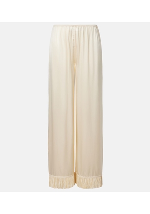 Doen Lavon fringed silk satin wide-leg pants