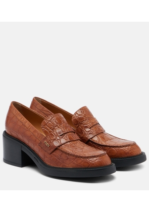 Tod's Croc-effect leather loafer pumps