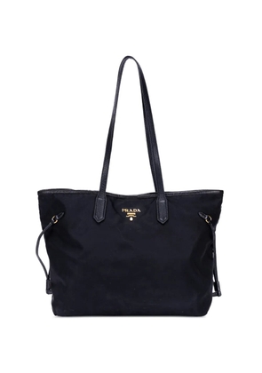 Prada Pre-Owned logo-plaque drawstring tote bag - Black