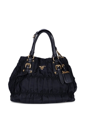 Prada Pre-Owned ruched buckle-detail tote bag - Black