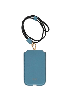 TOM FORD grained-texture detachable-strap phone case - Blue