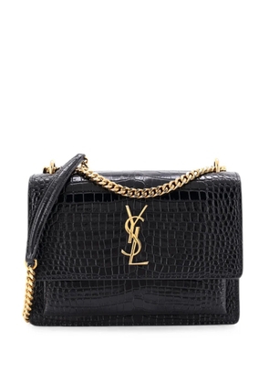 Saint Laurent Pre-Owned Sunset Crocodile Embossed Leather Medium crossbody bag - Black