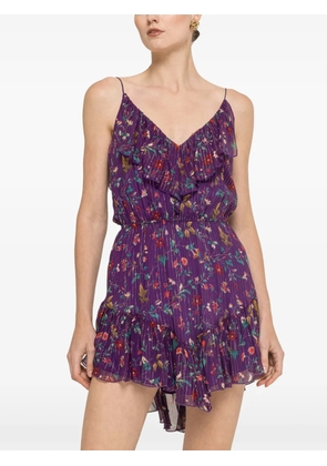 NISSA floral-print silk mini dress - Purple