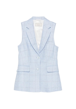 Peserico check-pattern single-breasted linen waistcoat - Blue