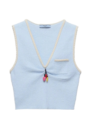 Prada cotton bouclé crop top - Blue