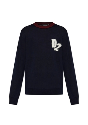 DSQUARED2 D2 College logo-patch wool sweater - Blue