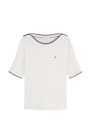 Tommy Hilfiger cable-knit short-sleeve sweater - White